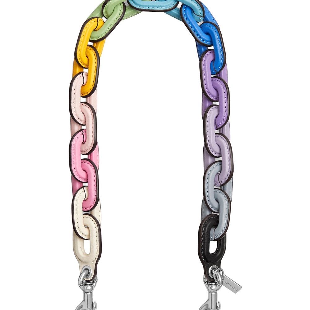 Coach Pastel Rainbow Leather Covered Short Chain Strap